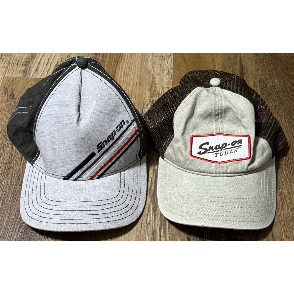 Snap On Caps Hat Gray Mens Adjustable Snapback Embroidered Bundle Of Two
